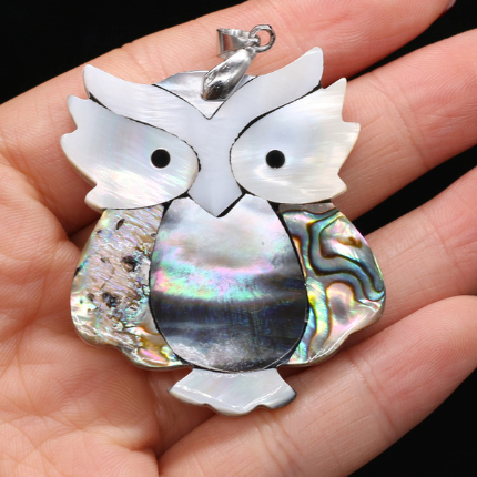 Pendentif Hibou En Nacre - Occasion - Bijou Fantaisie Sans Marque