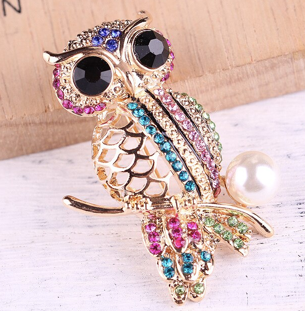 Broche Vintage Hibou - Bijou Fantaisie Occasion, Parfait Pour Customiser Veste Ou Sac