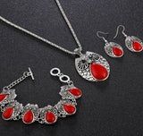 joli ensemble bijou hibou rouge argent