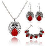 parure ensemble bijoux hibou argent pas cher promotion
