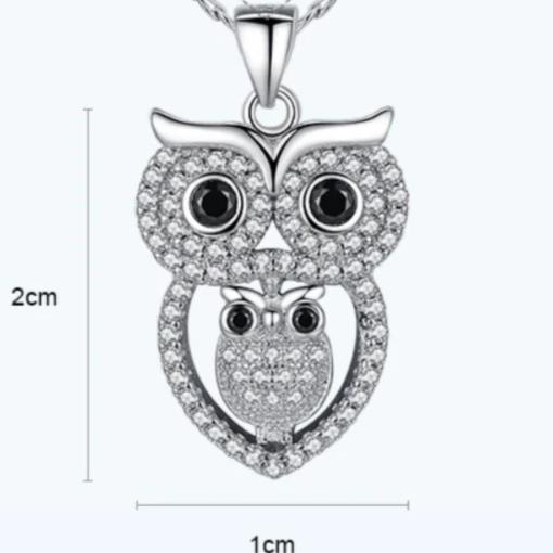 Pendentif Argent 925 Massif - Hibou Chouette Avec Pierre Bleue - Occasion Porté