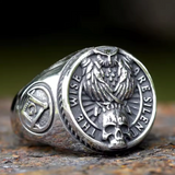bague hibou grande taille en argent avec tete de mort celtique