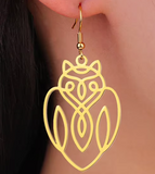 Boucles d'oreilles Hibou Zircon Pendante Or