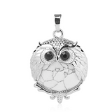 Pendentif Hibou Vintage Pierre Écru