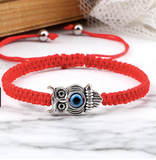 bracelet cordon hibou rouge et noir chouette femme noel