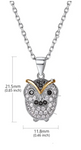 pendentif en argent en forme de hibou et coeur 