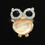 bague hibou mignonne corail diamant