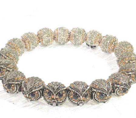 bracelet avec des tetes de hiboux en zirconium de haute qualité femme