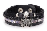 manchette hibou en cuir noir originale pas chere