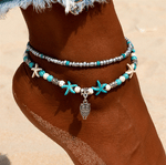 bracelet de cheville élégant hibou chouette bleu et blanc