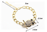 bracelet hibou en or et faux diamant pas cher de qualité