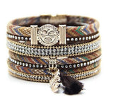 manchette cuir hibou chouette marron