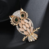 hibou en broche strass cristal or pas cher