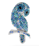 broche chouette bleu