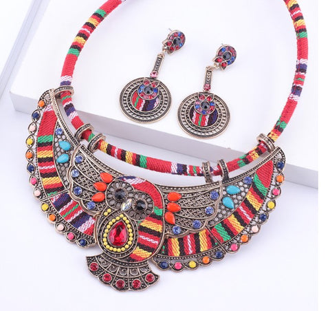 collier chouette coloré avec boucle pendante pour femme boheme