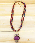 collier perle pendentif pierre violet pas cher hibou