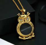 pendentif hiboux en loupe et or