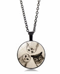 pendentif chouette hibou noir medaillon pas cher et de qualité