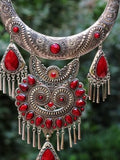 beau collier pendentif argent rouge hibou chouette