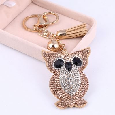 porte cle hibou strass or