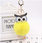 porte cle hibou pompon jaune