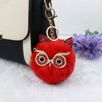 porte-cle hibou en fausse fourrure