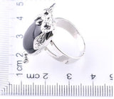 bague ajustable chouette argent pierre