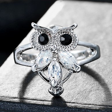 Charmante bague hibou avec des yeux colorés, bague hibou scintillante pour homme et femme, cadeau réglable bijoux punk gothique - France Charmante bague hibou avec des yeux colorés, bague hibou scintillante pour homme et femme, cadeau réglable bijoux punk gothique - France