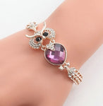 bracelet chouette hibou or et violet