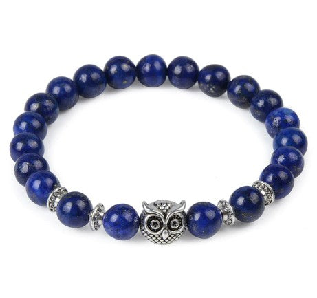 bracelet perle pierre porte bonheur bleu homme femme