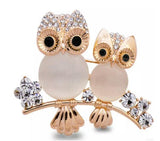 broche hibou or et strass