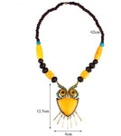 gros collier hibou perle bois baba cool