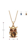 collier avec pendentif hibou or et pierre femme