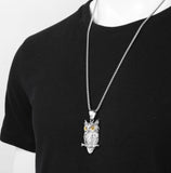 collier argent chouette mixte