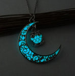 collier pendentif avec hibou et lune