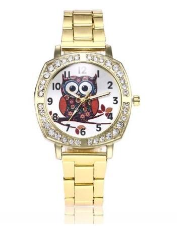 belle montre hibou or strass pas cher
