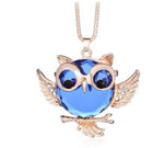 pendentif hibou en or cristal swarovski bleu pas cher