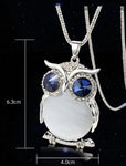 collier et pendentif hibou classe pierre precieuse